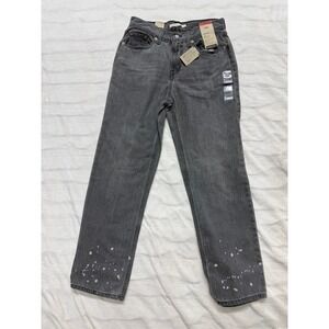 Levis Low Pro Straight Jeans Womens 28 Grey Paint Splatter Mid Rise 100% Cotton